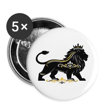 Royal Lion with Gold Ornament - Buttons large 2.2''/56 mm (5-pack) - white - Front