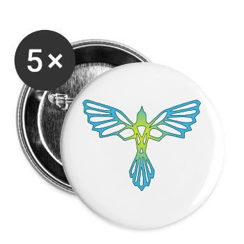 L'envol de l'oiseau bleu et jaune - Lot de 5 grands badges (56 mm) - blanc - Devant