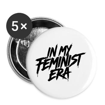 À mon époque féministe, noir - Lot de 5 grands badges (56 mm) - blanc - Devant