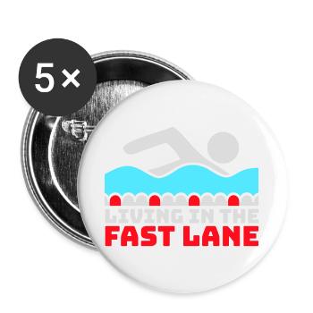 La vie dans la piscine flottante à toute vitesse, drôle de diction - Lot de 5 grands badges (56 mm) - blanc - Devant