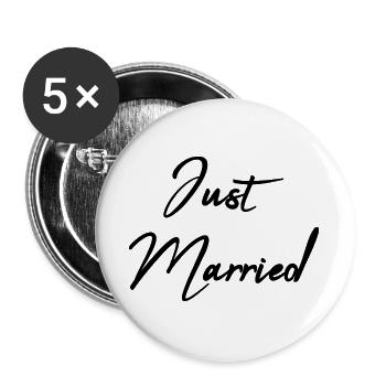 JUST MARRIED. EVJF. SAINT VALENTIN. COUPLE - Lot de 5 grands badges (56 mm) - blanc - Devant