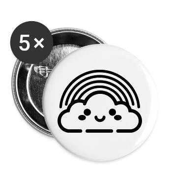 arc en ciel - Lot de 5 grands badges (56 mm) - blanc - Devant