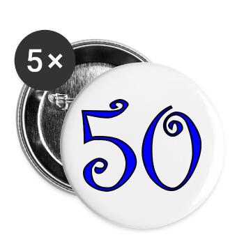50. 50 JAHRE. 50-JÄHRIGES JUBILÄUM. 50-JÄHRIGES JUBILÄUM. - Buttons groß 56 mm (5er Pack) - Weiß - Vorne