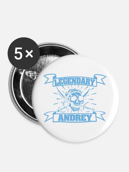 Andrey als Piratenkopf - Buttons groß 56 mm (5er Pack) - Weiß