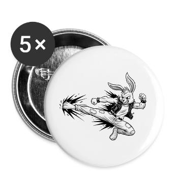 Heavy Metal Osterhase Rocker Ostern Hardcore Hase - Buttons groß 56 mm (5er Pack) - Weiß - Vorne