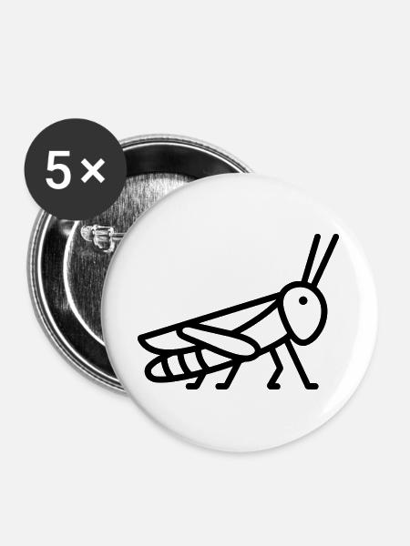 Heuschrecke - Buttons groß 56 mm (5er Pack) - Weiß