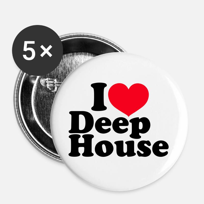 I Love Deep House - Buttons large 2.2''/56 mm (5-pack) - white