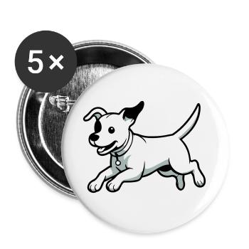 Verspielter Hund-Cartoon - Buttons groß 56 mm (5er Pack) - Weiß - Vorne