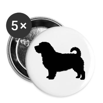 Norfolk-Terrier-Silhouette - Buttons groß 56 mm (5er Pack) - Weiß - Vorne