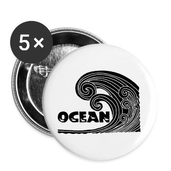 La vague noire - Lot de 5 grands badges (56 mm) - blanc - Devant