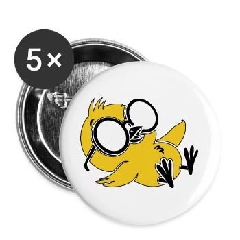 Cool Chill Penguin Sunglasses Funny Summer Tee - Buttons groß 56 mm (5er Pack) - Weiß - Vorne