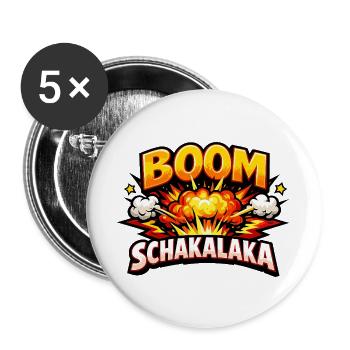 Boom Shakalaka Comic Dic avec explosion - Lot de 5 grands badges (56 mm) - blanc - Devant