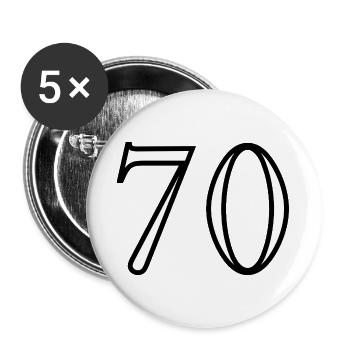 70. 70 ANS. 70e ANNIVERSAIRE. ANNIVERSAIRE 70 ANS. - Lot de 5 grands badges (56 mm) - blanc - Devant