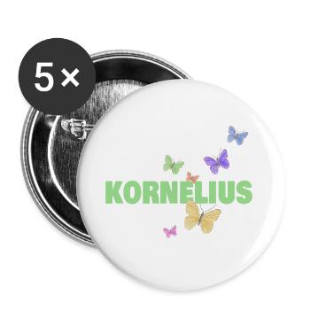 Cornelius with butterflies - Buttons large 2.2''/56 mm (5-pack) - white - Front