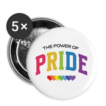 LGBT-Pride-Monat – Die Kraft des Stolzes - Buttons groß 56 mm (5er Pack) - Weiß - Vorne