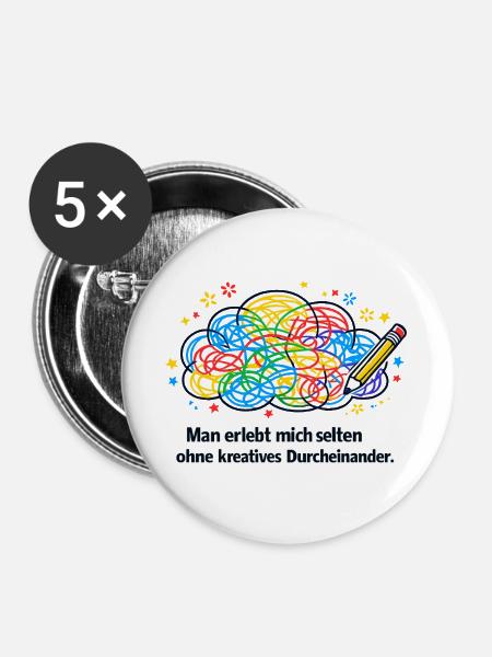 Kreatives Durcheinander Zeichnung - Buttons groß 56 mm (5er Pack) - Weiß