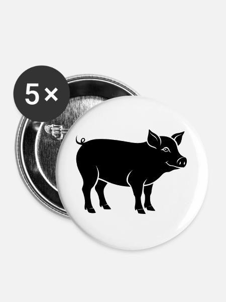 Schwein - Buttons groß 56 mm (5er Pack) - Weiß