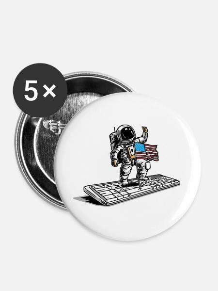 WELTRAUMEROBERUNG – Geek-Astronautenhumor - Buttons groß 56 mm (5er Pack) - Weiß