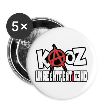 Anarchie-Symbol-artig über kantigem Schriftzug - Buttons groß 56 mm (5er Pack) - Weiß - Vorne
