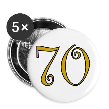 70. 70 ANS. 70e ANNIVERSAIRE. ANNIVERSAIRE 70 ANS. - Lot de 5 grands badges (56 mm) - blanc - Devant