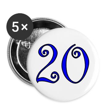 20. 20th ANNIVERSARY. 20 YEARS ANNIVERSARY. 20 YEARS. - Buttons large 2.2''/56 mm (5-pack) - white - Front