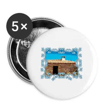 Coastal Village Cabin in Blue Frame Mallorca - Buttons large 2.2''/56 mm (5-pack) - white - Front