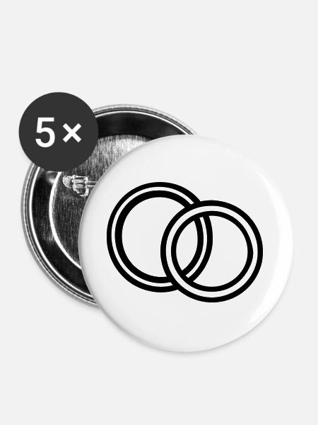 Verlobung - Buttons groß 56 mm (5er Pack) - Weiß