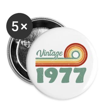 Vintage 1977 Retro Mountain Geburtstag 1977 - Buttons groß 56 mm (5er Pack) - Weiß - Vorne