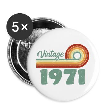 Vintage 1971 Birthday Mountain Retro 1971 Celeb - Buttons groß 56 mm (5er Pack) - Weiß - Vorne