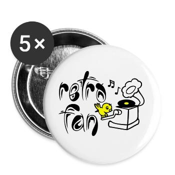 Retro Fan - Buttons large 2.2''/56 mm (5-pack) - white - Front