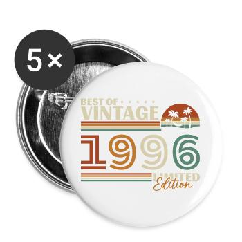 1996 Vintage Rétro Cadeau D'anniversaire - Lot de 5 grands badges (56 mm) - blanc - Devant