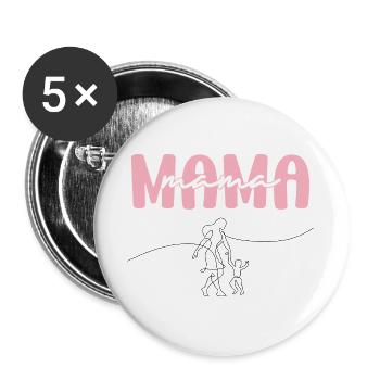 Lettrage Mama Rose - Lot de 5 grands badges (56 mm) - blanc - Devant