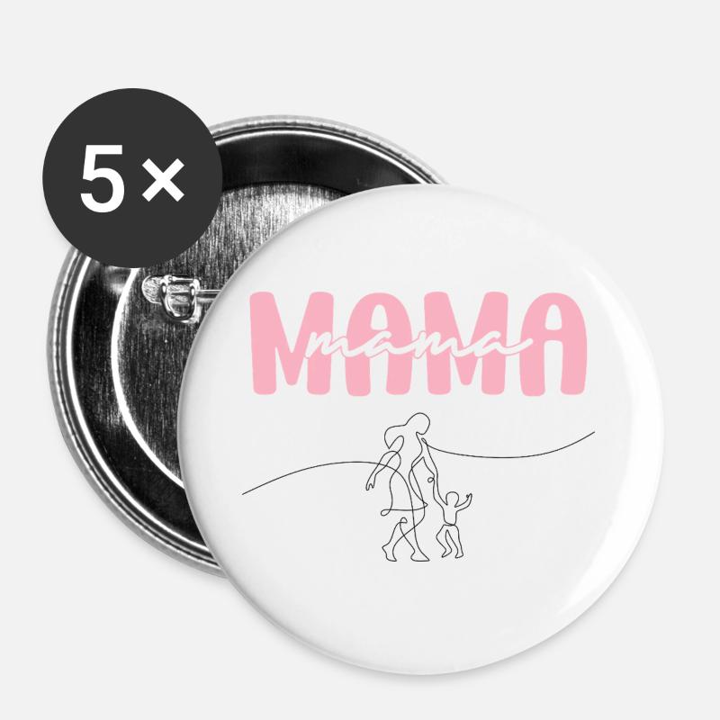 Mama Pink Lettering - Buttons large 2.2''/56 mm (5-pack) - white
