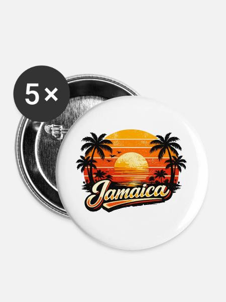Jamaican Sunset - Buttons groß 56 mm (5er Pack) - Weiß
