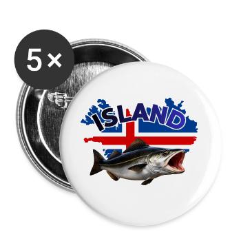Iceland Coalfish Fishing - Pollock Fishing - Buttons large 2.2''/56 mm (5-pack) - white - Front