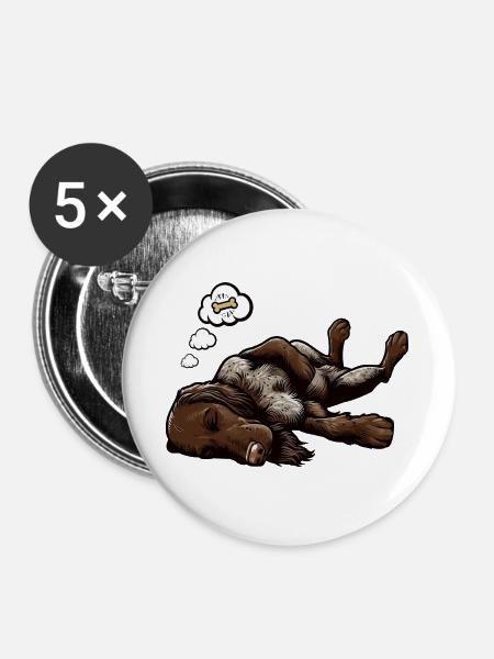 Deutsch Drahthaar Deutsch-Drahthaar Besitzer - Buttons groß 56 mm (5er Pack) - Weiß