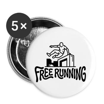 coureur libre - Lot de 5 grands badges (56 mm) - blanc - Devant