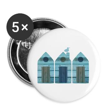 Beach House Three Beach Sea Wood Decoration Seagull 3 - Buttons large 2.2''/56 mm (5-pack) - white - Front