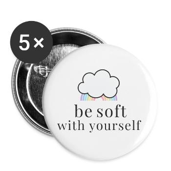Be Soft With Yourself Cloud with Pastel Rainbow - Buttons large 2.2''/56 mm (5-pack) - white - Front