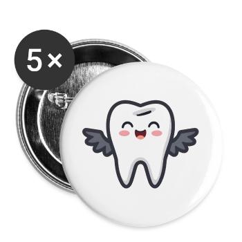 dent - Lot de 5 grands badges (56 mm) - blanc - Devant
