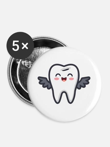 Zahn - Buttons groß 56 mm (5er Pack) - Weiß