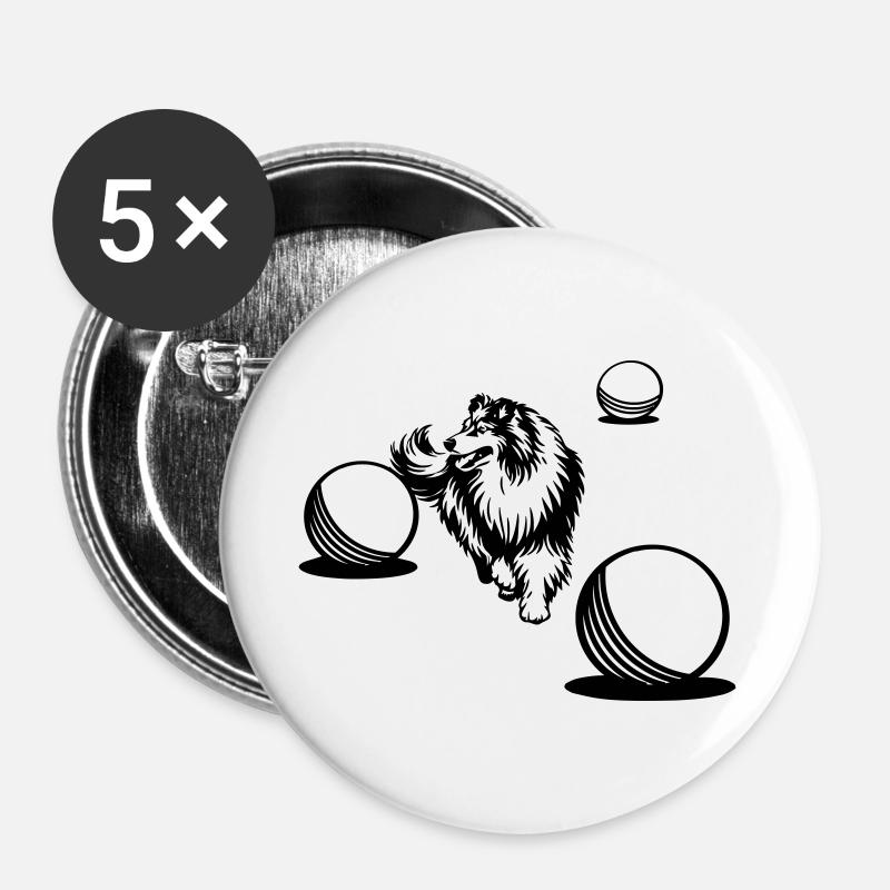 Long-haired Collie Treibball Sport 2 (dyeable) - Buttons large 2.2''/56 mm (5-pack) - white