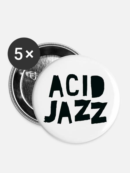 Acid Jazz Fetter Pinseltext - Buttons groß 56 mm (5er Pack) - Weiß