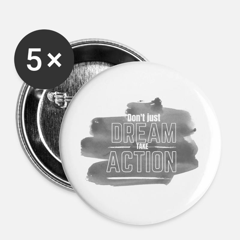 Dream and Action - Buttons large 2.2''/56 mm (5-pack) - white