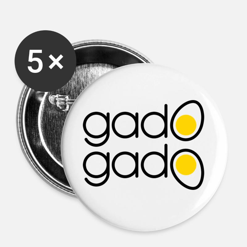Indonesischer Gado Gado - Buttons groß 56 mm (5er Pack) - Weiß