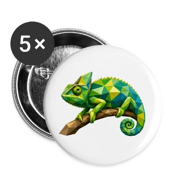 Geometrischer Chamäleon Zweig - Buttons groß 56 mm (5er Pack) - Weiß - Vorne