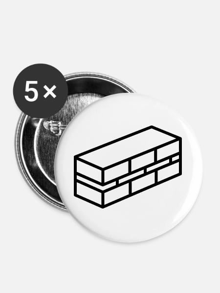 Ziegel - Buttons groß 56 mm (5er Pack) - Weiß