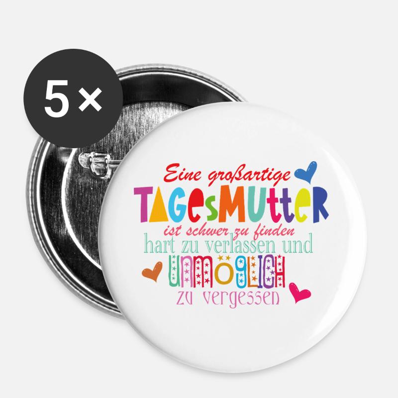 Tagesmutter - Buttons groß 56 mm (5er Pack) - Weiß