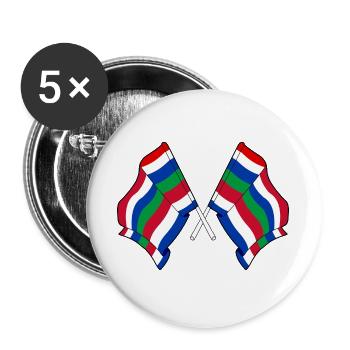 Drapeaux de Schier croisés – Fierté de l’île - Lot de 5 grands badges (56 mm) - blanc - Devant