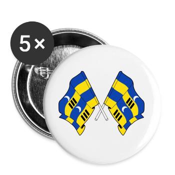 Gekreuzte Ameland-Flaggen – Inselstolz - Buttons groß 56 mm (5er Pack) - Weiß - Vorne